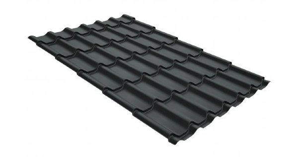 Металлочерепица классик GL 0,5 GreenCoat Pural Matt RR 23 темно-серый (RAL 7024 мокрый асфальт) купить в Ростове-на-Дону