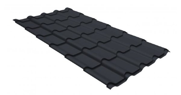 Металлочерепица камея GL 0,5 GreenCoat Pural RR 23 темно-серый (RAL 7024 мокрый асфальт) купить в Ростове-на-Дону