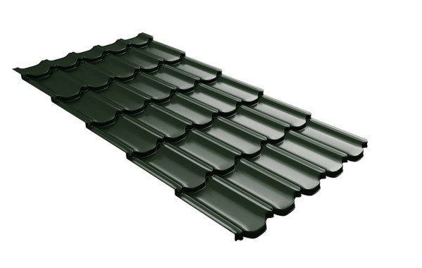 Металлочерепица квинта плюс с 3D резом 0,5 GreenСoat Pural Matt RR 11 темно-зеленый (RAL 6020 хромовая зелень) купить в Ростове-на-Дону