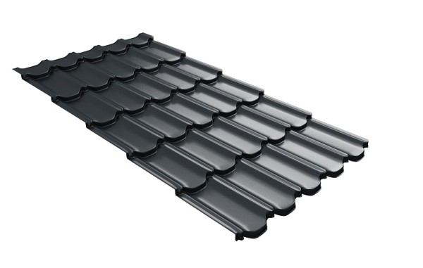 Металлочерепица квинта плюс с 3D резом 0,5 Satin RAL 7016 антрацитово-серый купить в Ростове-на-Дону