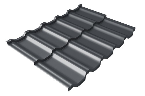 Металлочерепица модульная Квинта Uno Grand Line c 3D резом 0,5 Velur RAL 7024 мокрый асфальт купить в Ростове-на-Дону